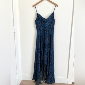 ALICE & OLIVIA dress / blue + black floral hi-lo CHRISTINA party dress / size M